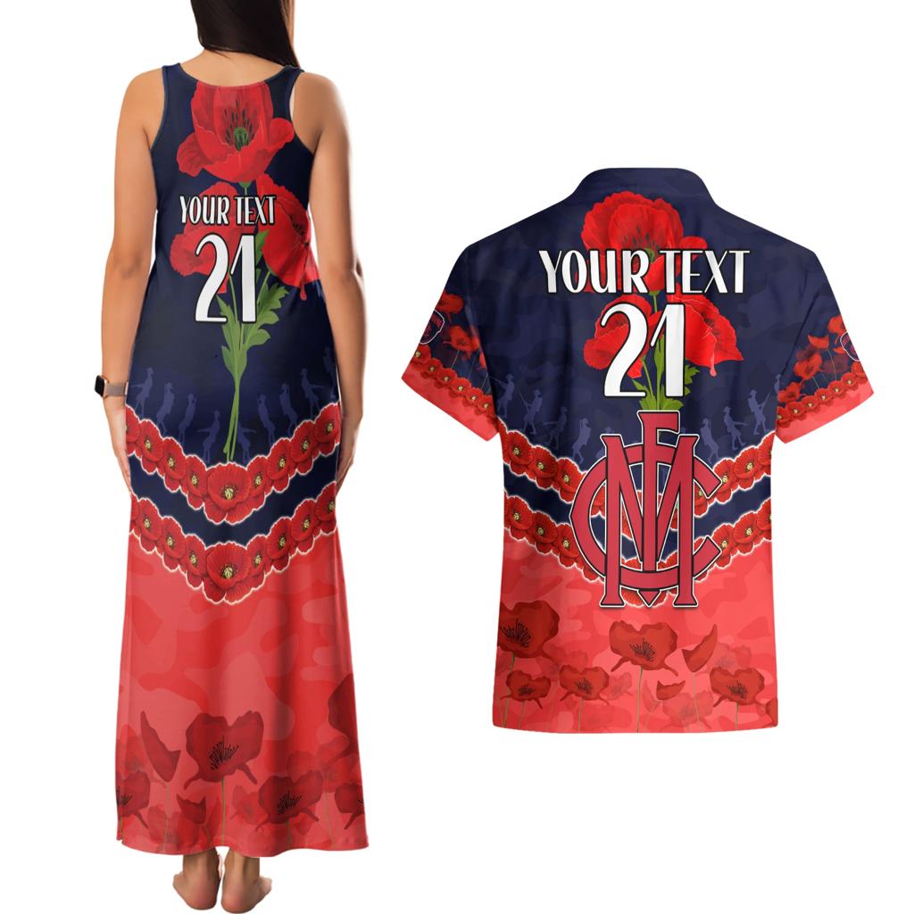 Custom Demons Football Couples Matching Tank Maxi Dress and Hawaiian Shirt ANZAC Lest We Forget