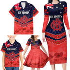 Custom Demons Football Family Matching Long Sleeve Bodycon Dress and Hawaiian Shirt ANZAC Lest We Forget