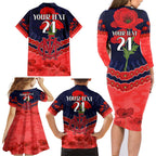 Custom Demons Football Family Matching Long Sleeve Bodycon Dress and Hawaiian Shirt ANZAC Lest We Forget