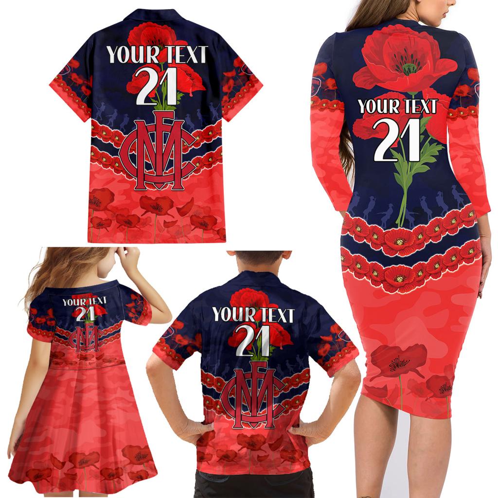 Custom Demons Football Family Matching Long Sleeve Bodycon Dress and Hawaiian Shirt ANZAC Lest We Forget