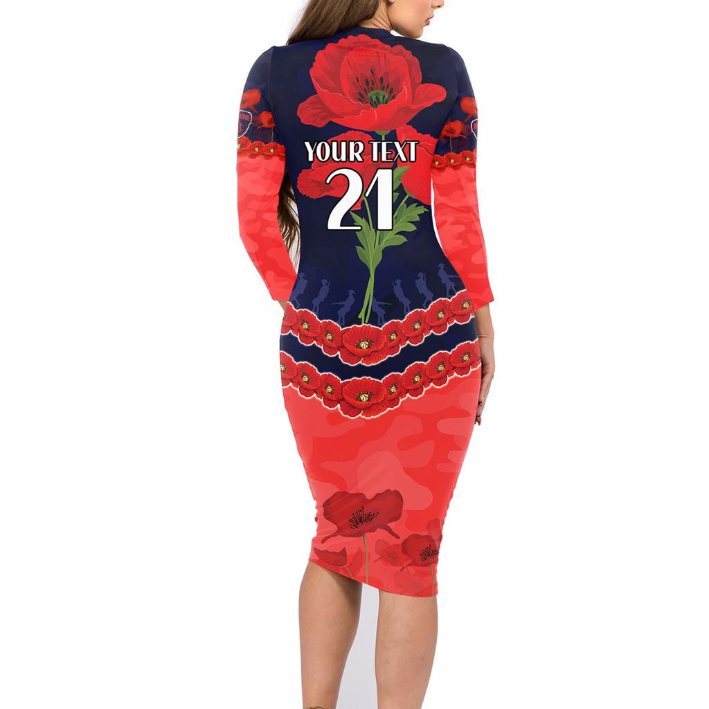Custom Demons Football Family Matching Long Sleeve Bodycon Dress and Hawaiian Shirt ANZAC Lest We Forget