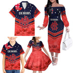 Custom Demons Football Family Matching Off The Shoulder Long Sleeve Dress and Hawaiian Shirt ANZAC Lest We Forget