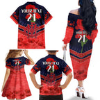 Custom Demons Football Family Matching Off The Shoulder Long Sleeve Dress and Hawaiian Shirt ANZAC Lest We Forget