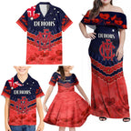 Custom Demons Football Family Matching Off Shoulder Maxi Dress and Hawaiian Shirt ANZAC Lest We Forget