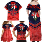 Custom Demons Football Family Matching Off Shoulder Maxi Dress and Hawaiian Shirt ANZAC Lest We Forget