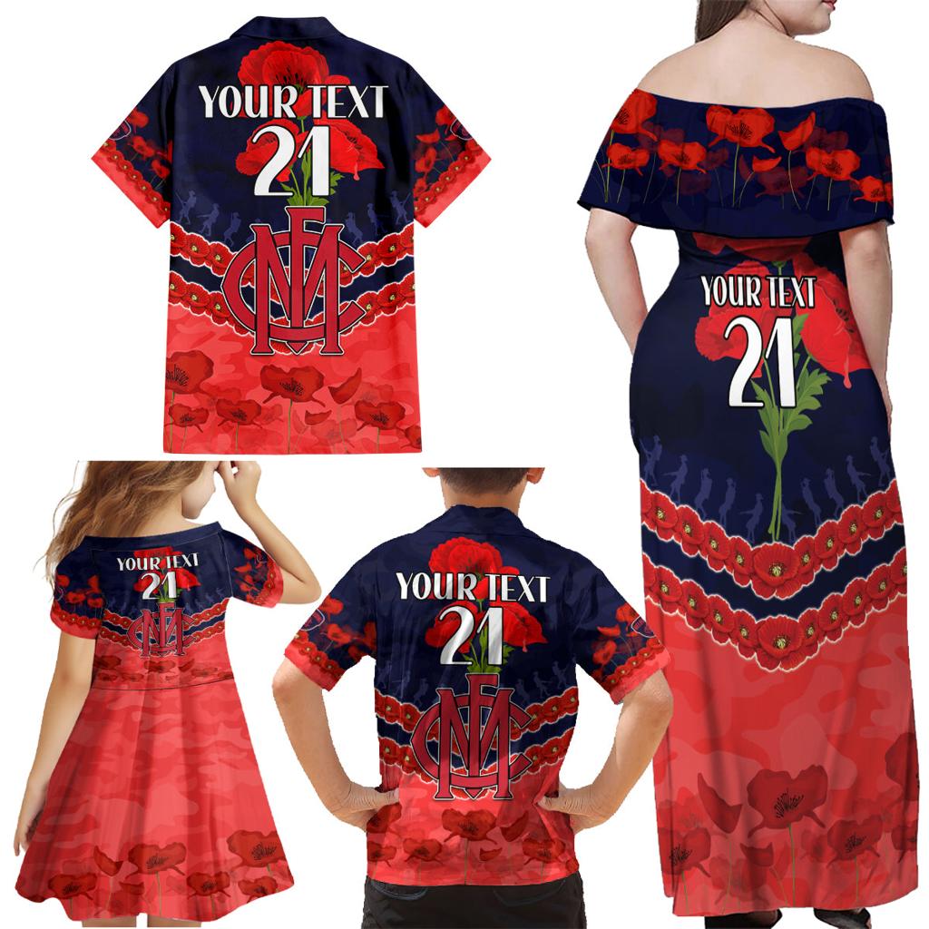 Custom Demons Football Family Matching Off Shoulder Maxi Dress and Hawaiian Shirt ANZAC Lest We Forget