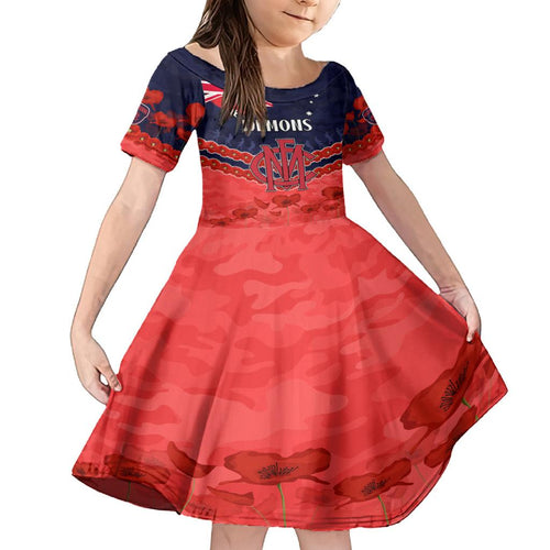 Custom Demons Football Family Matching Off Shoulder Short Dress and Hawaiian Shirt ANZAC Lest We Forget