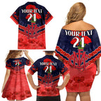 Custom Demons Football Family Matching Off Shoulder Short Dress and Hawaiian Shirt ANZAC Lest We Forget