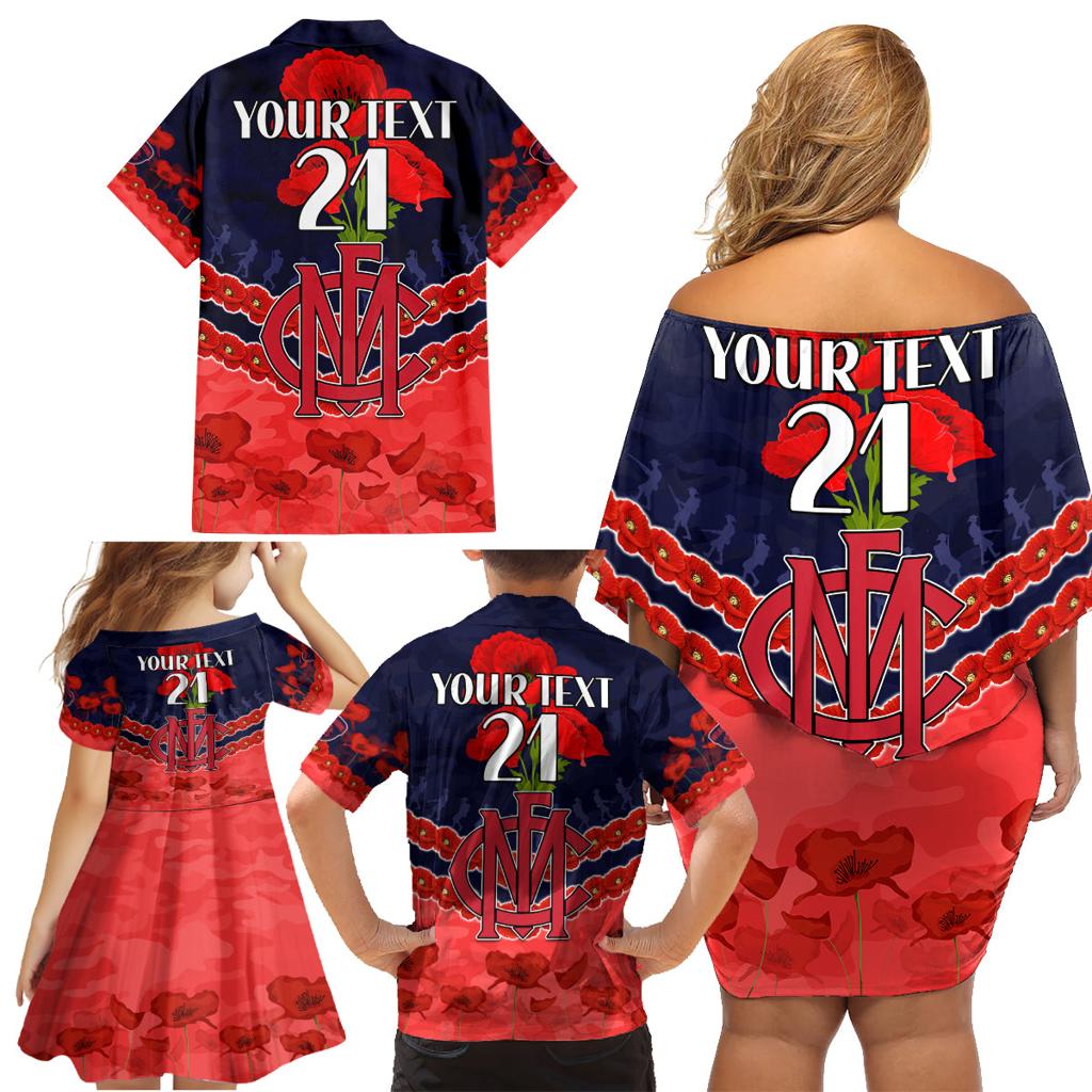 Custom Demons Football Family Matching Off Shoulder Short Dress and Hawaiian Shirt ANZAC Lest We Forget