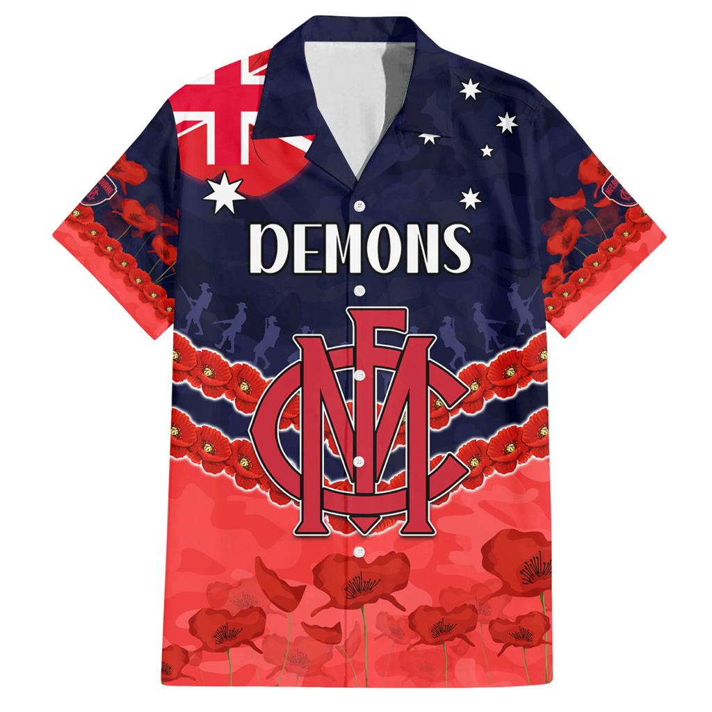 Custom Demons Football Family Matching Off Shoulder Short Dress and Hawaiian Shirt ANZAC Lest We Forget
