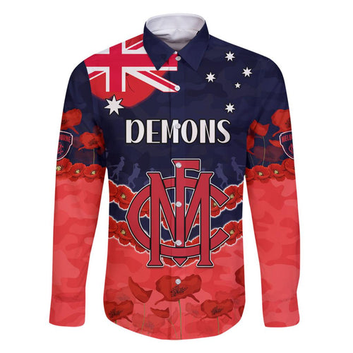 Custom Demons Football Family Matching Off Shoulder Short Dress and Hawaiian Shirt ANZAC Lest We Forget