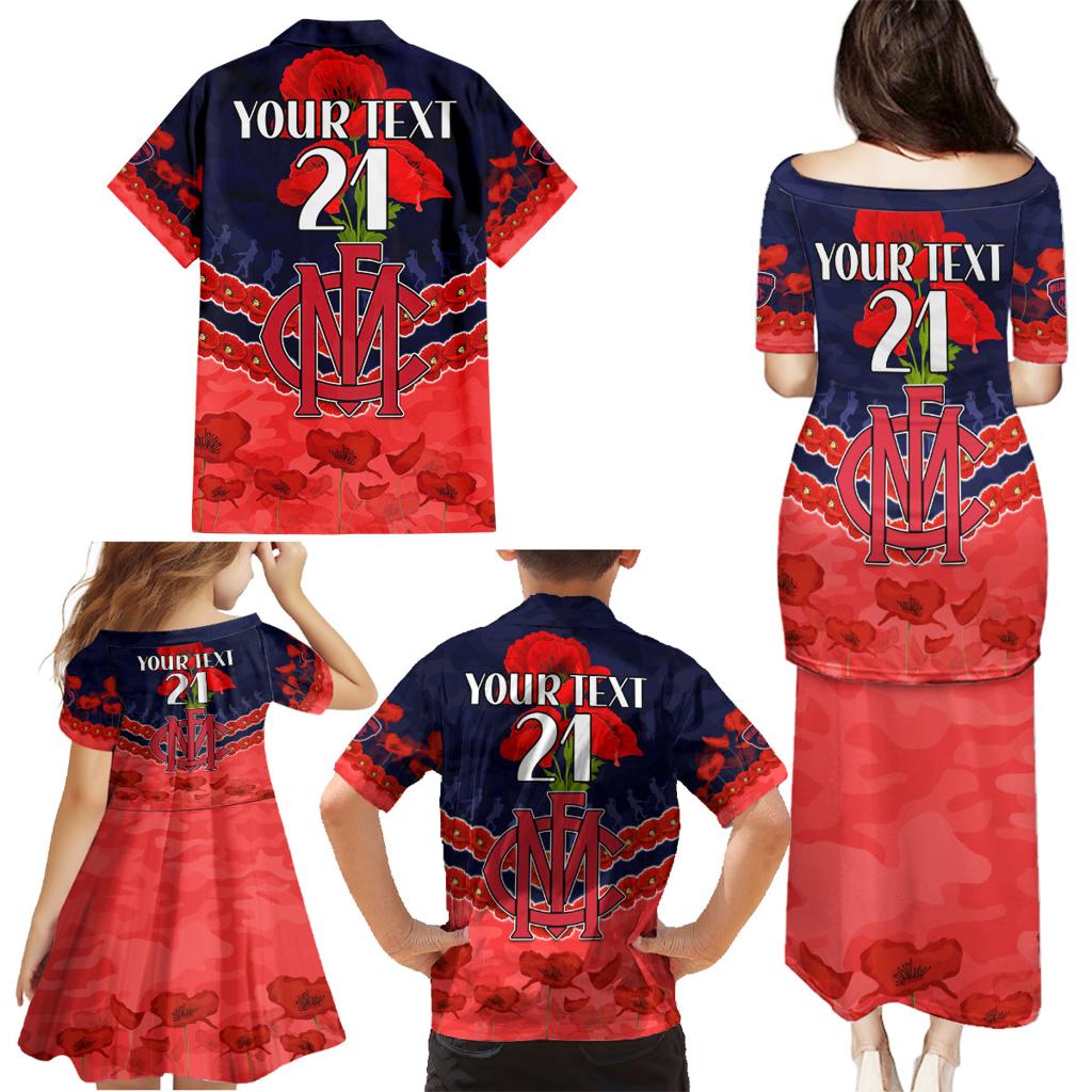 Custom Demons Football Family Matching Puletasi and Hawaiian Shirt ANZAC Lest We Forget