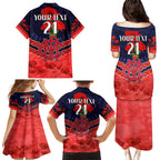 Custom Demons Football Family Matching Puletasi and Hawaiian Shirt ANZAC Lest We Forget