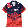 Custom Demons Football Family Matching Puletasi and Hawaiian Shirt ANZAC Lest We Forget