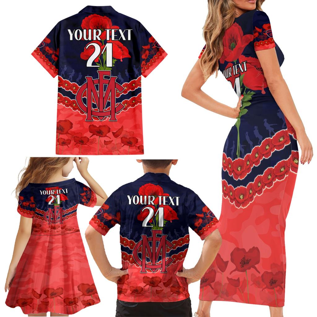 Custom Demons Football Family Matching Short Sleeve Bodycon Dress and Hawaiian Shirt ANZAC Lest We Forget
