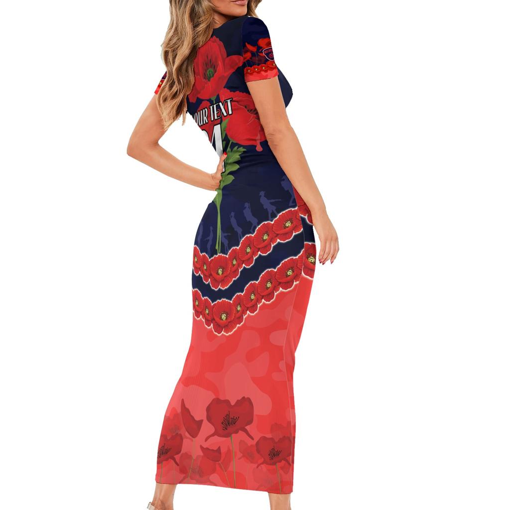 Custom Demons Football Family Matching Short Sleeve Bodycon Dress and Hawaiian Shirt ANZAC Lest We Forget