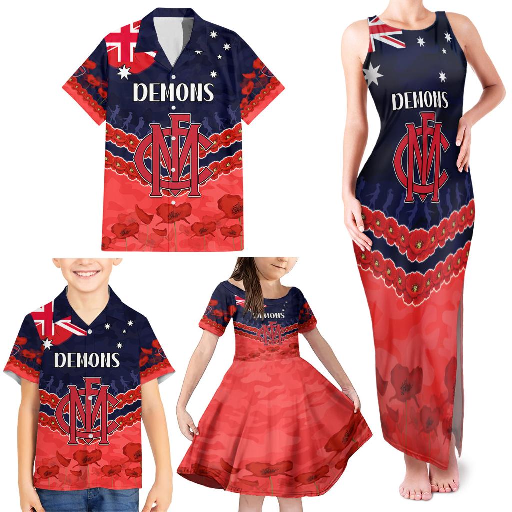 Custom Demons Football Family Matching Tank Maxi Dress and Hawaiian Shirt ANZAC Lest We Forget