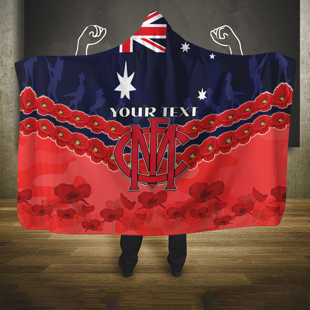 Custom Demons Football Hooded Blanket ANZAC Lest We Forget