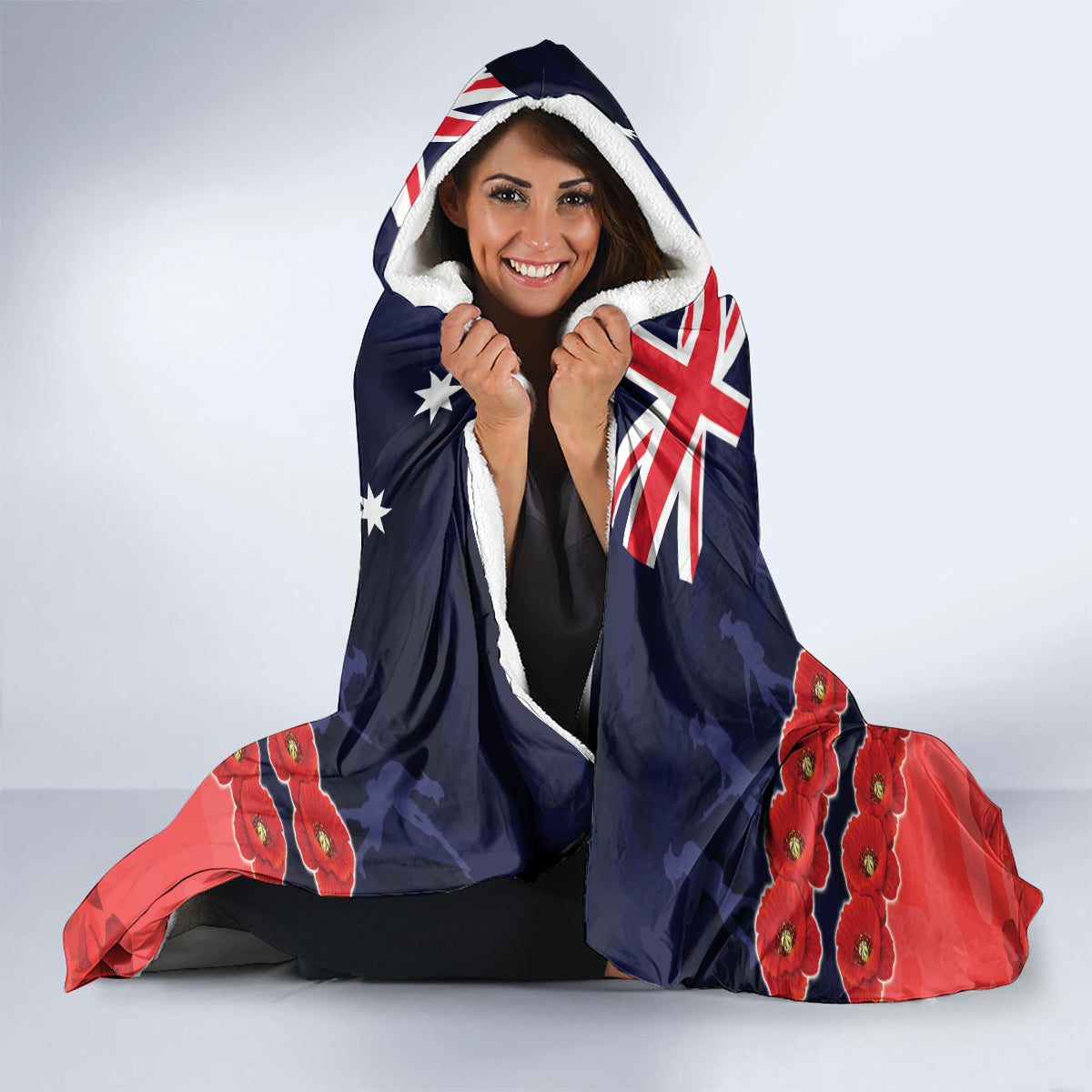 Custom Demons Football Hooded Blanket ANZAC Lest We Forget