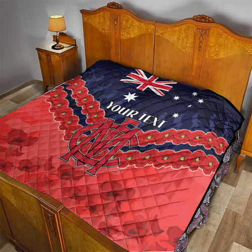 Custom Demons Football Quilt ANZAC Lest We Forget