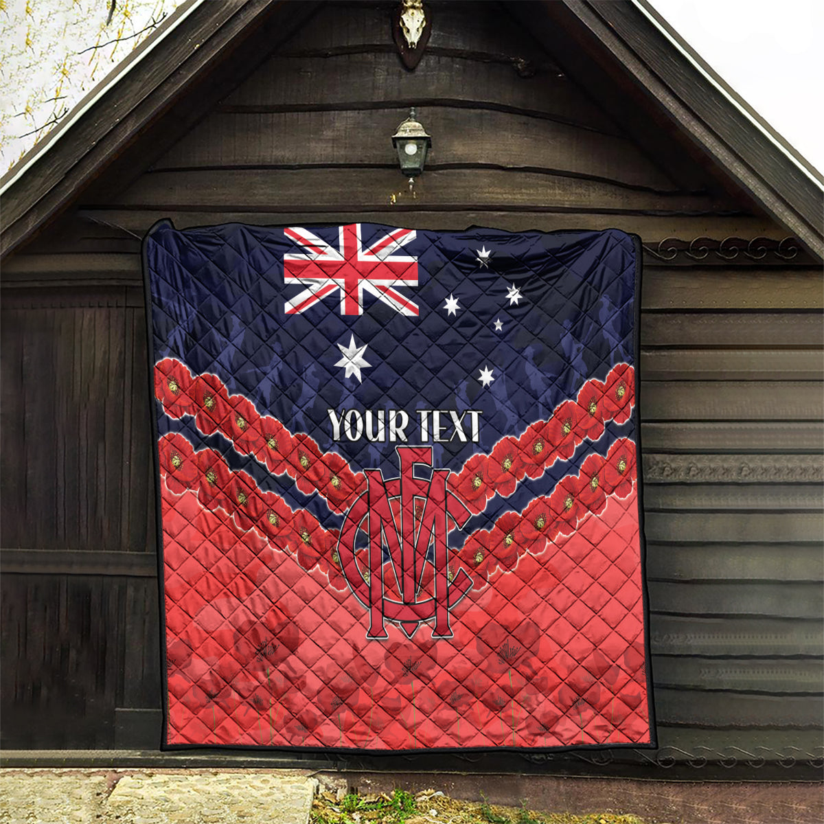 Custom Demons Football Quilt ANZAC Lest We Forget