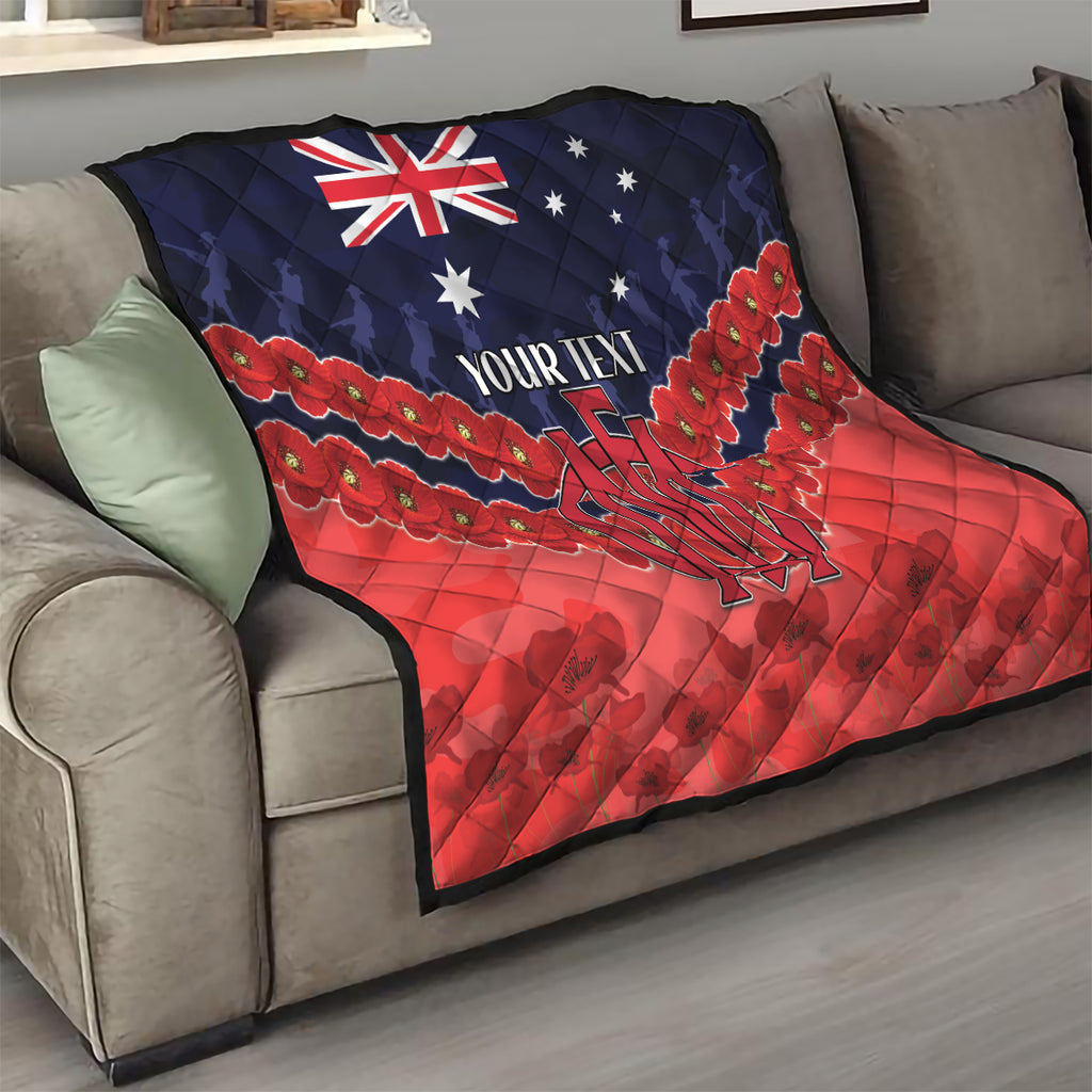 Custom Demons Football Quilt ANZAC Lest We Forget