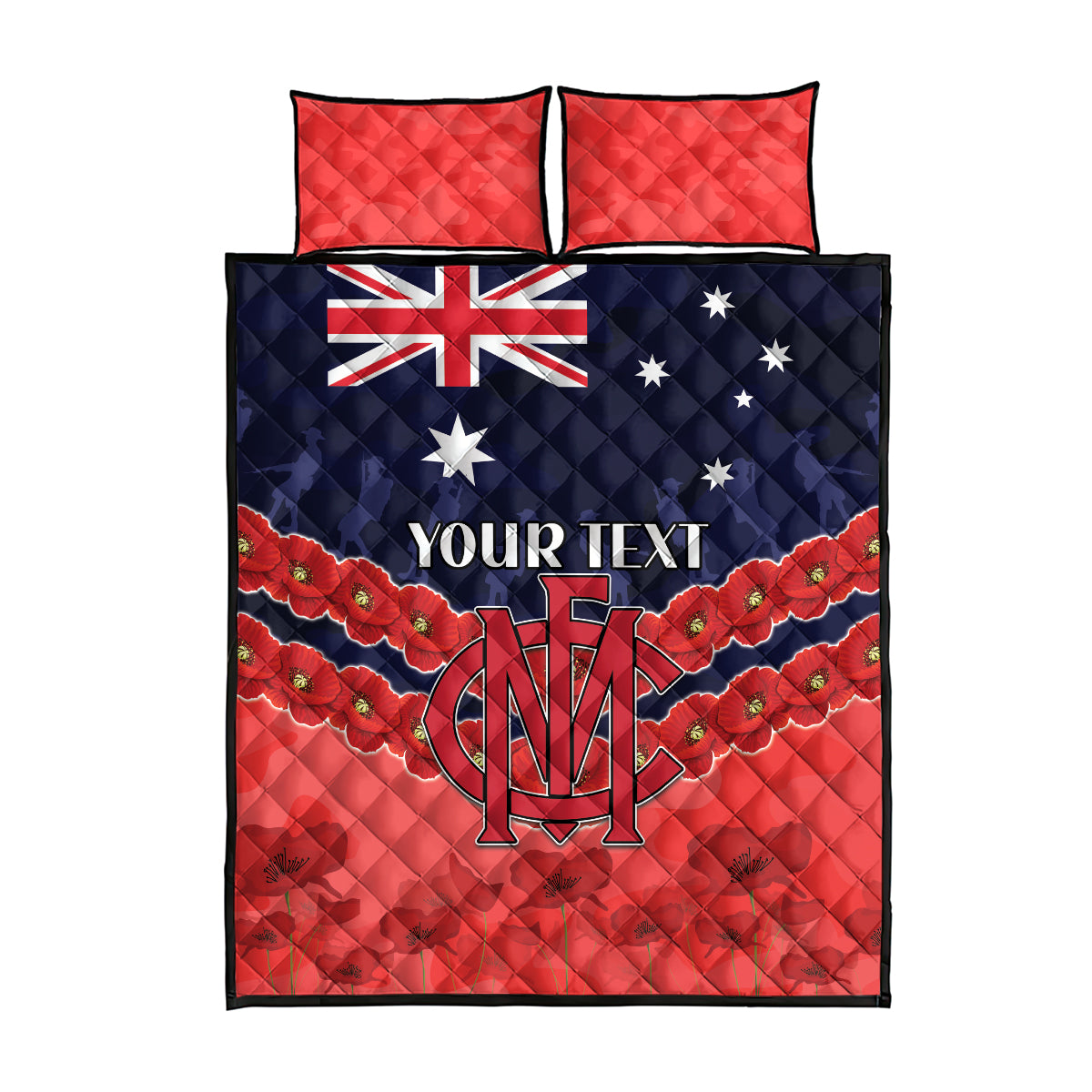 Custom Demons Football Quilt Bed Set ANZAC Lest We Forget