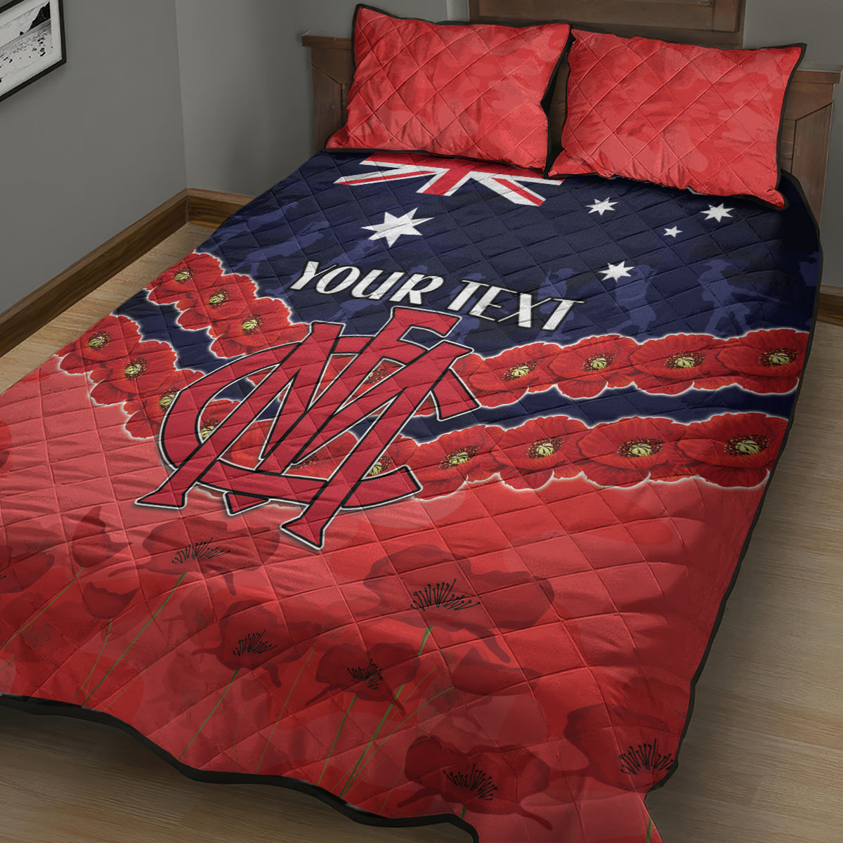 Custom Demons Football Quilt Bed Set ANZAC Lest We Forget