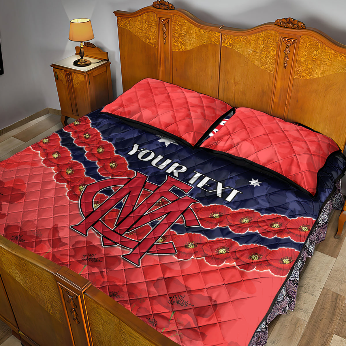 Custom Demons Football Quilt Bed Set ANZAC Lest We Forget