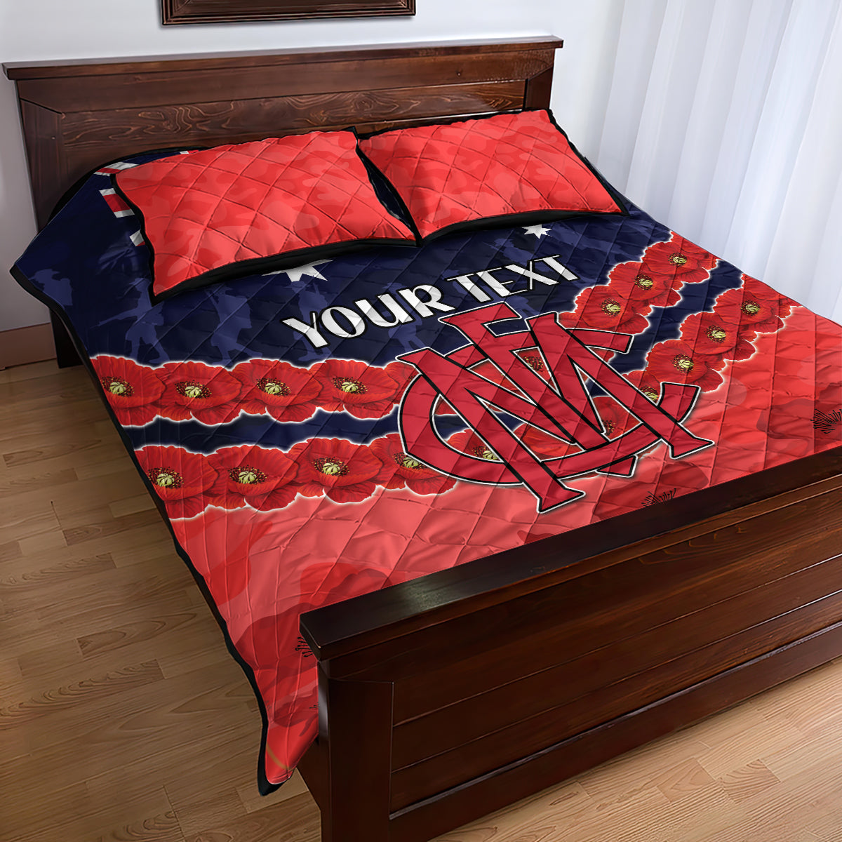 Custom Demons Football Quilt Bed Set ANZAC Lest We Forget