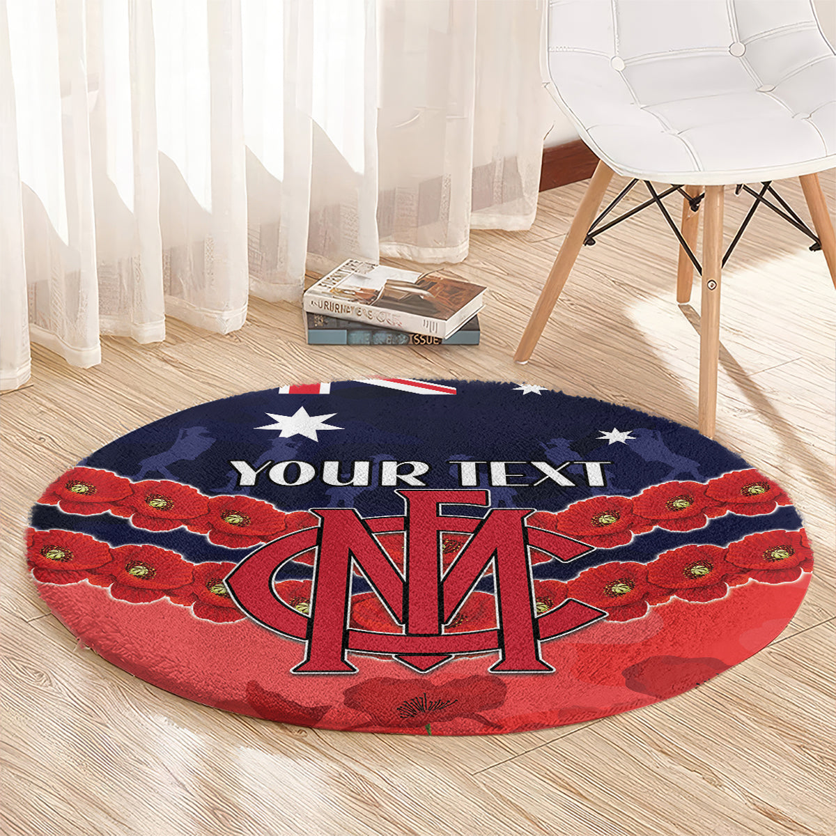 Custom Demons Football Round Carpet ANZAC Lest We Forget