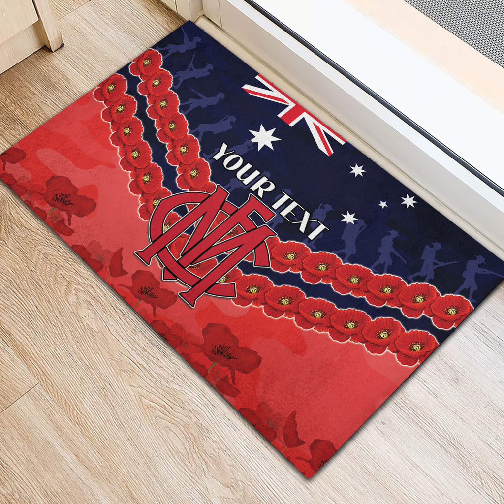Custom Demons Football Rubber Doormat ANZAC Lest We Forget