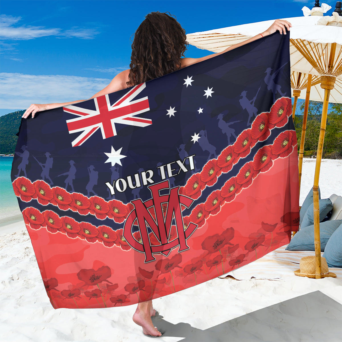 Custom Demons Football Sarong ANZAC Lest We Forget