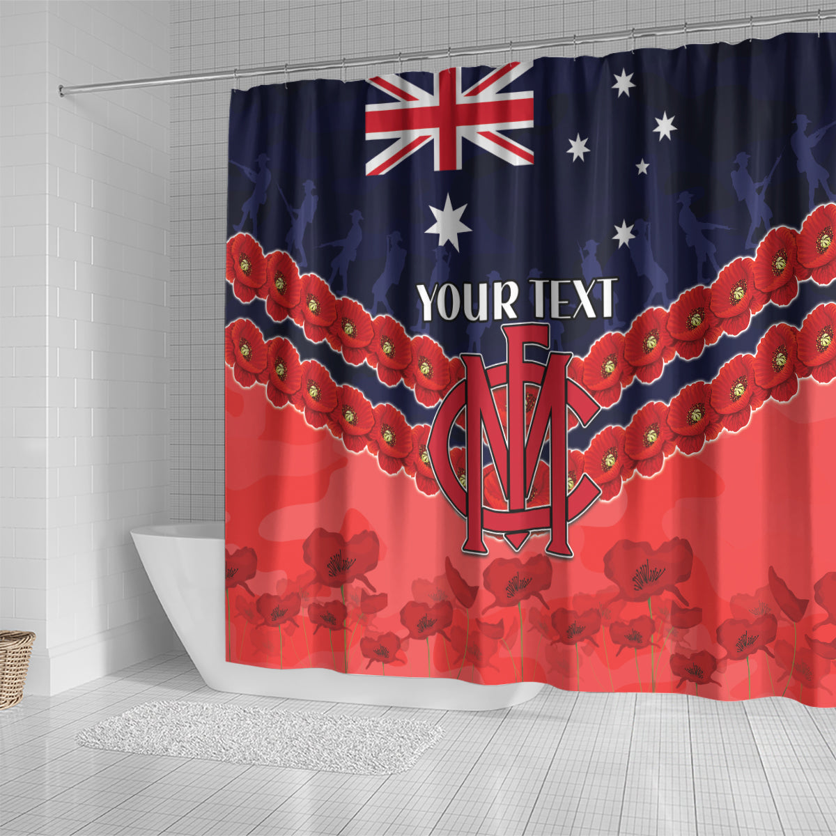 Custom Demons Football Shower Curtain ANZAC Lest We Forget