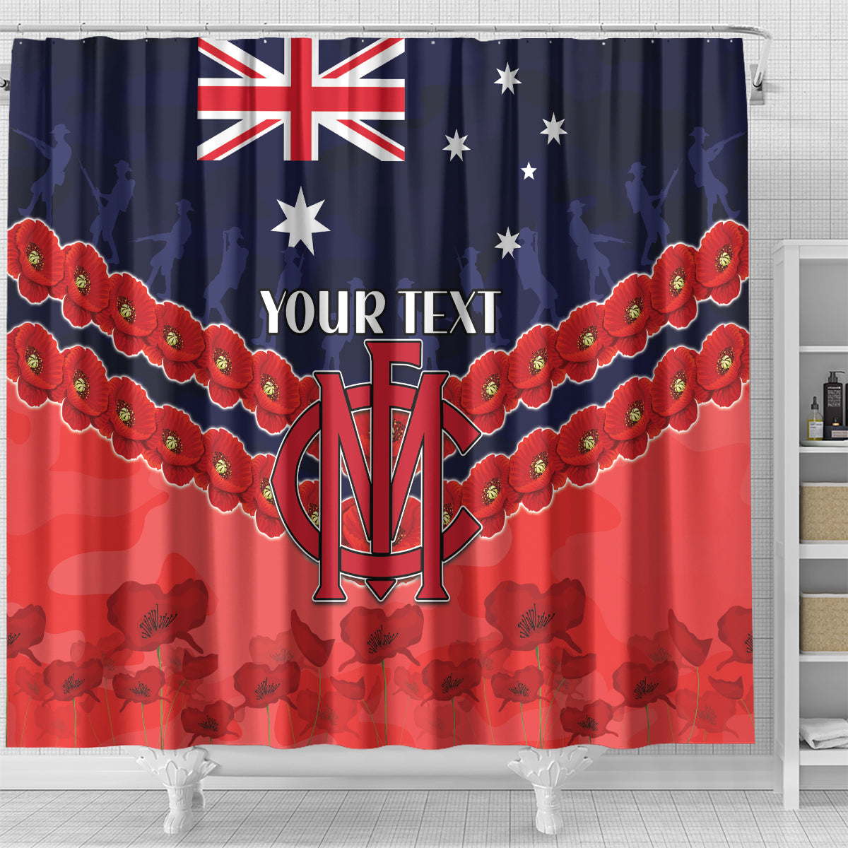Custom Demons Football Shower Curtain ANZAC Lest We Forget