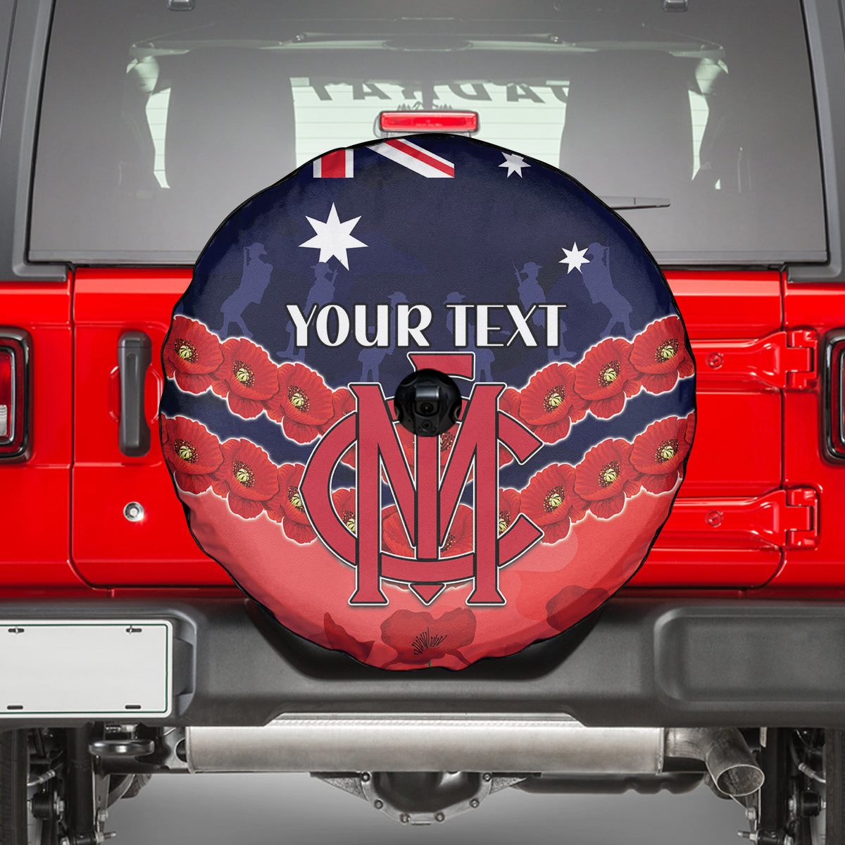 Custom Demons Football Spare Tire Cover ANZAC Lest We Forget