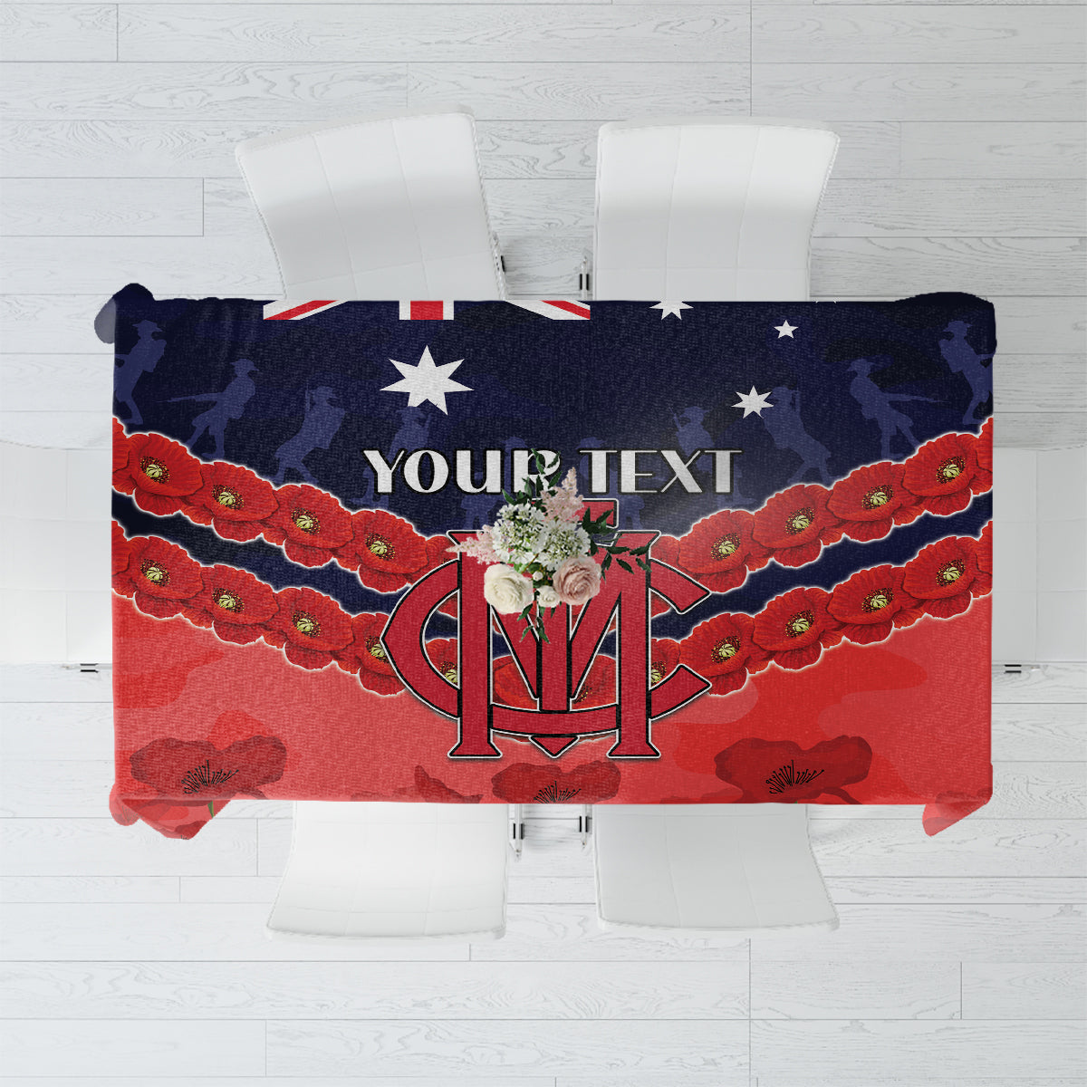 Custom Demons Football Tablecloth ANZAC Lest We Forget