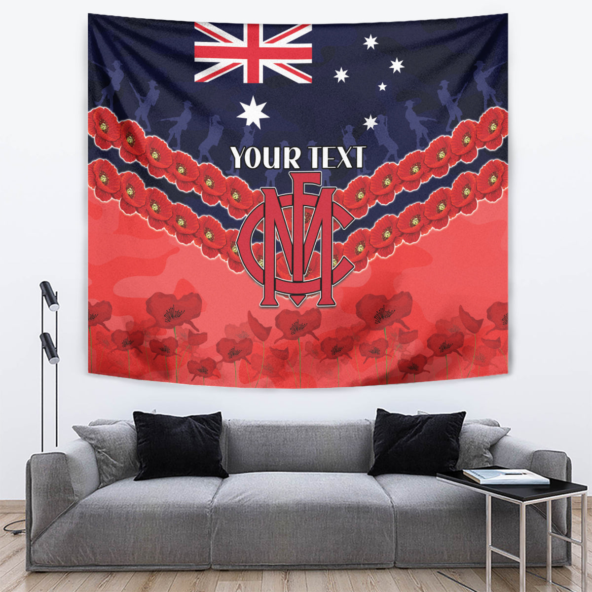 Custom Demons Football Tapestry ANZAC Lest We Forget
