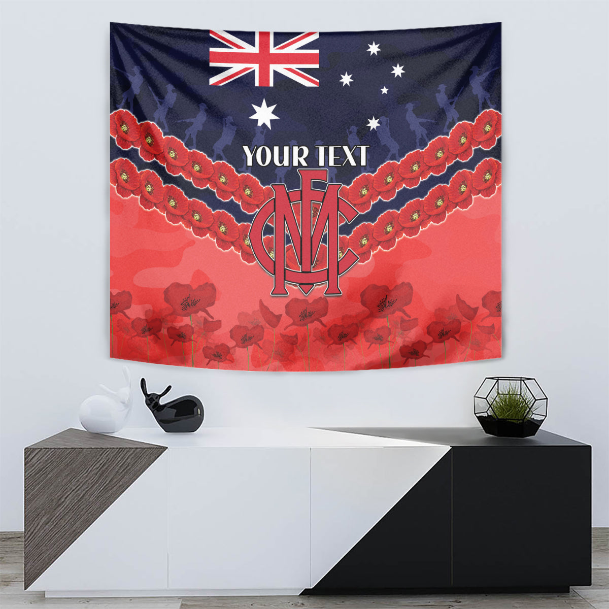 Custom Demons Football Tapestry ANZAC Lest We Forget
