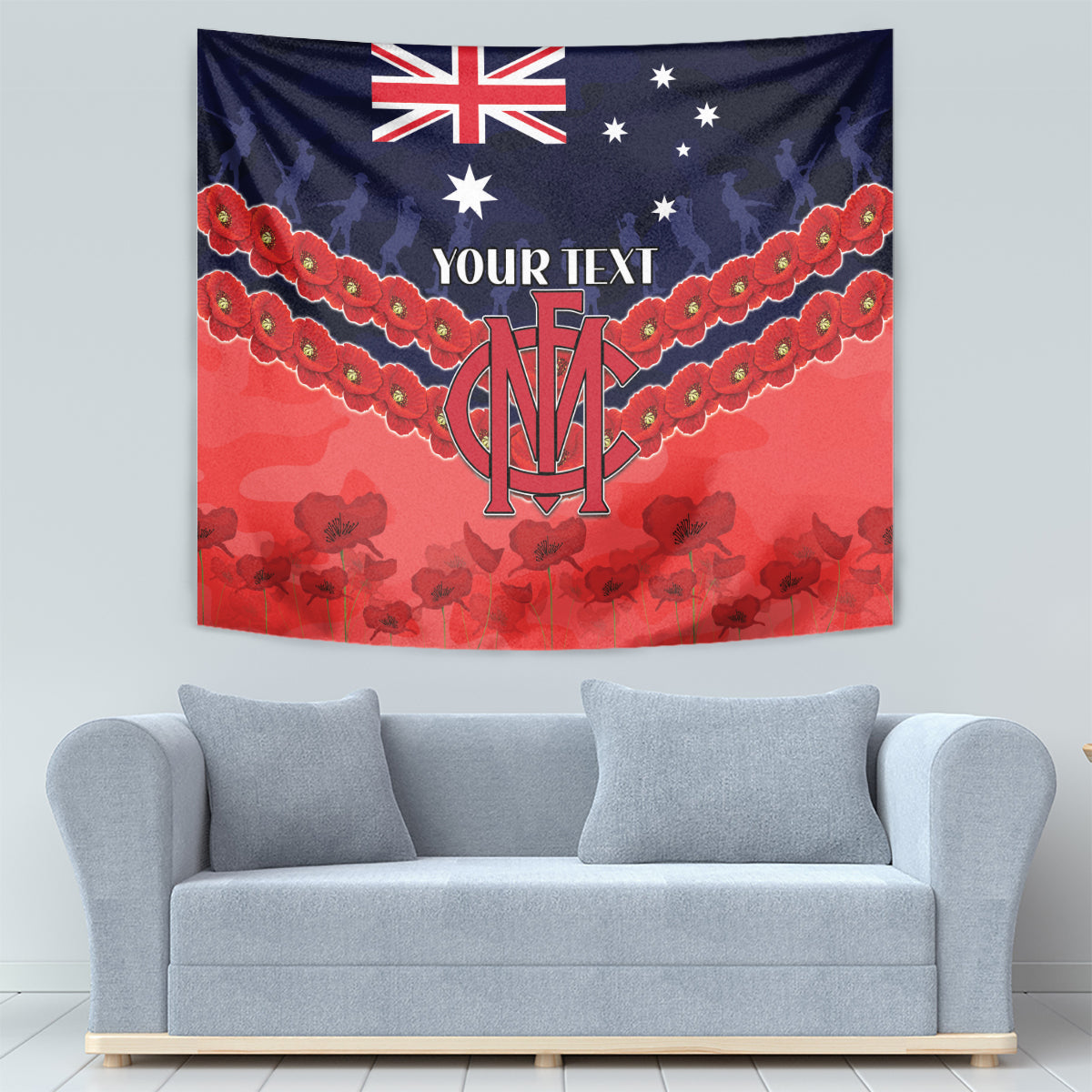 Custom Demons Football Tapestry ANZAC Lest We Forget