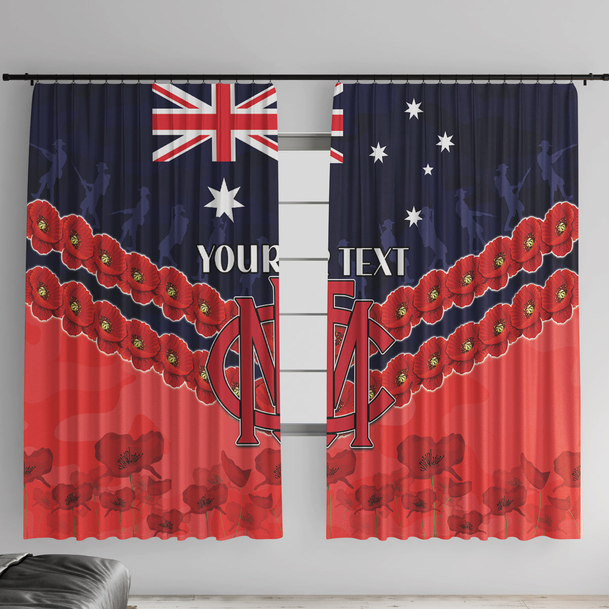 Custom Demons Football Window Curtain ANZAC Lest We Forget