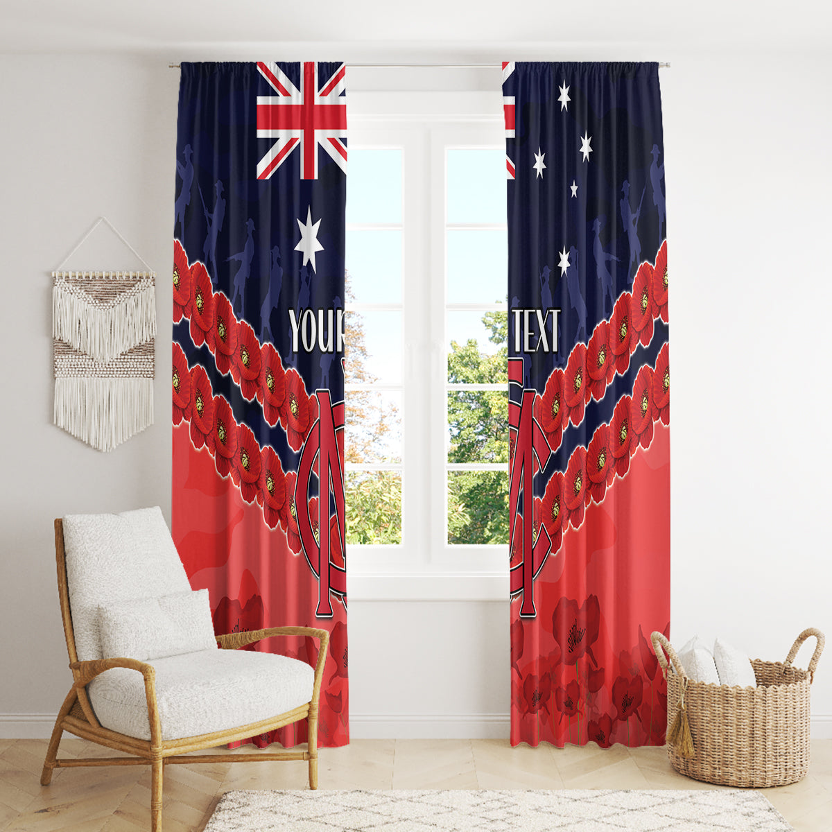 Custom Demons Football Window Curtain ANZAC Lest We Forget