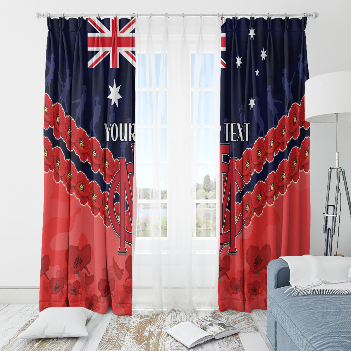 Custom Demons Football Window Curtain ANZAC Lest We Forget