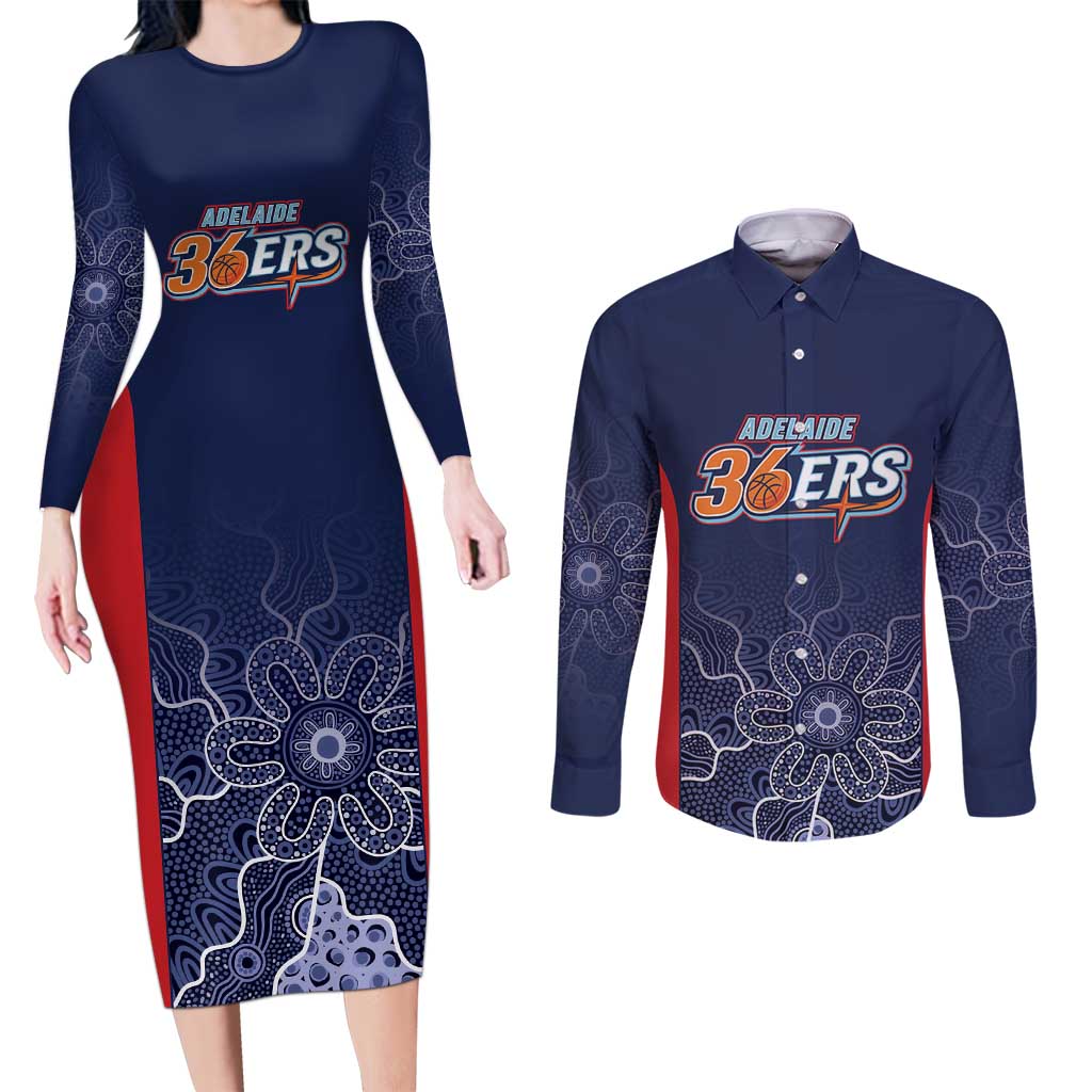 Basketball Custom Adelaide Couples Matching Long Sleeve Bodycon Dress and Long Sleeve Button Shirt Simple Australian Dot Art - Aussie Hoodie