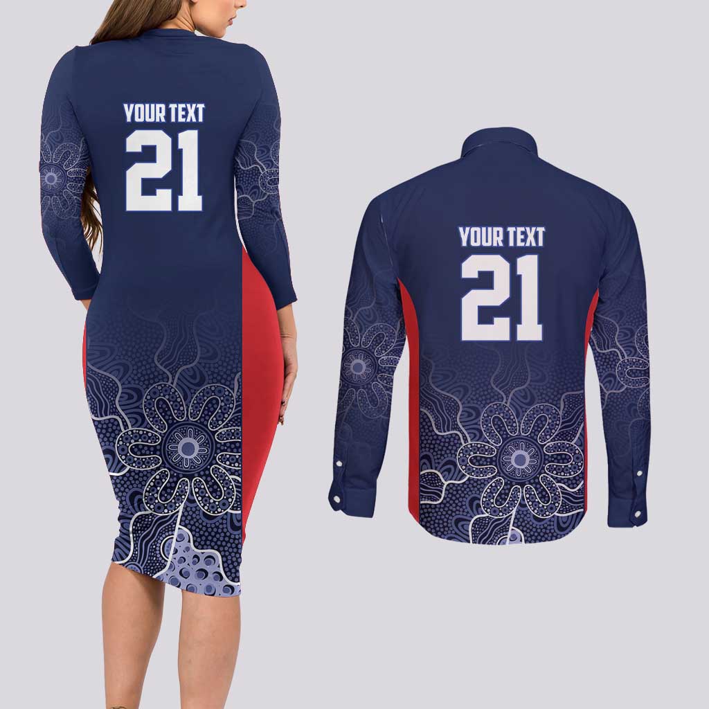 Basketball Custom Adelaide Couples Matching Long Sleeve Bodycon Dress and Long Sleeve Button Shirt Simple Australian Dot Art - Aussie Hoodie