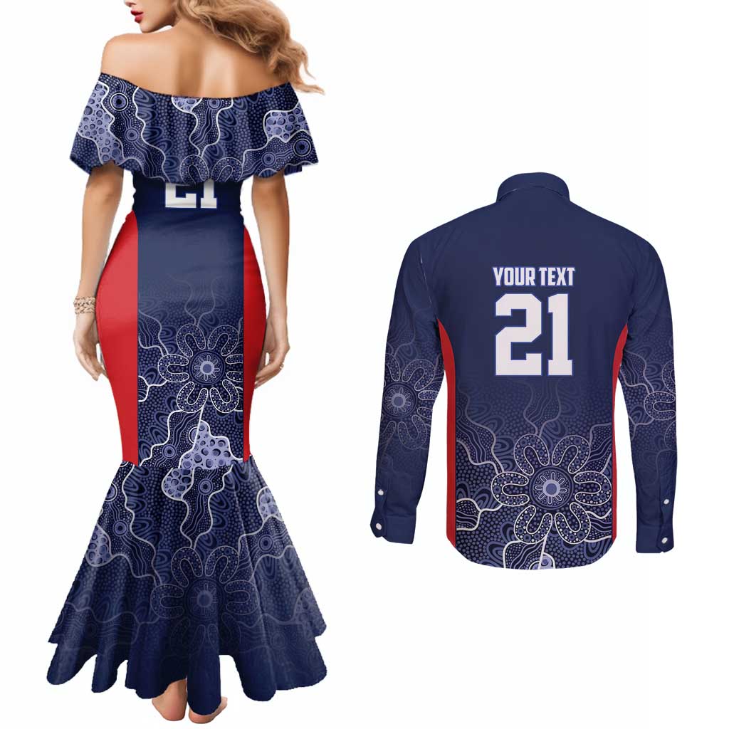 Basketball Custom Adelaide Couples Matching Mermaid Dress and Long Sleeve Button Shirt Simple Australian Dot Art - Aussie Hoodie
