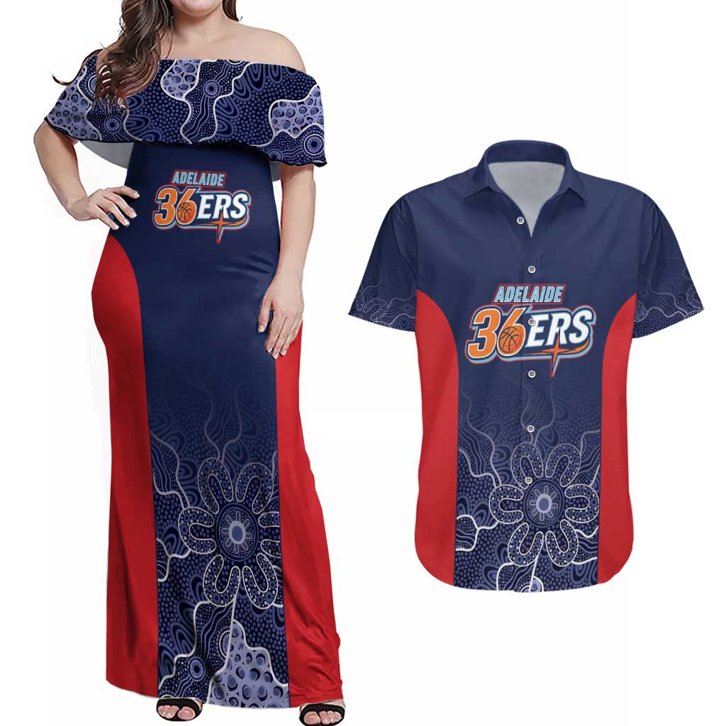 Basketball Custom Adelaide Couples Matching Off Shoulder Maxi Dress and Hawaiian Shirt Simple Australian Dot Art - Aussie Hoodie