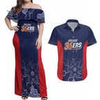 Basketball Custom Adelaide Couples Matching Off Shoulder Maxi Dress and Hawaiian Shirt Simple Australian Dot Art - Aussie Hoodie