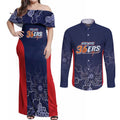 Basketball Custom Adelaide Couples Matching Off Shoulder Maxi Dress and Long Sleeve Button Shirt Simple Australian Dot Art - Aussie Hoodie