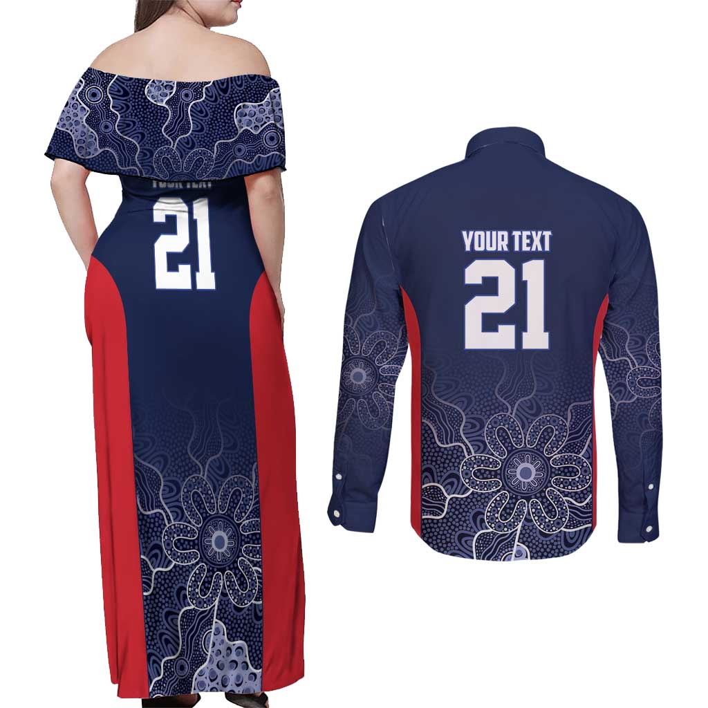 Basketball Custom Adelaide Couples Matching Off Shoulder Maxi Dress and Long Sleeve Button Shirt Simple Australian Dot Art - Aussie Hoodie